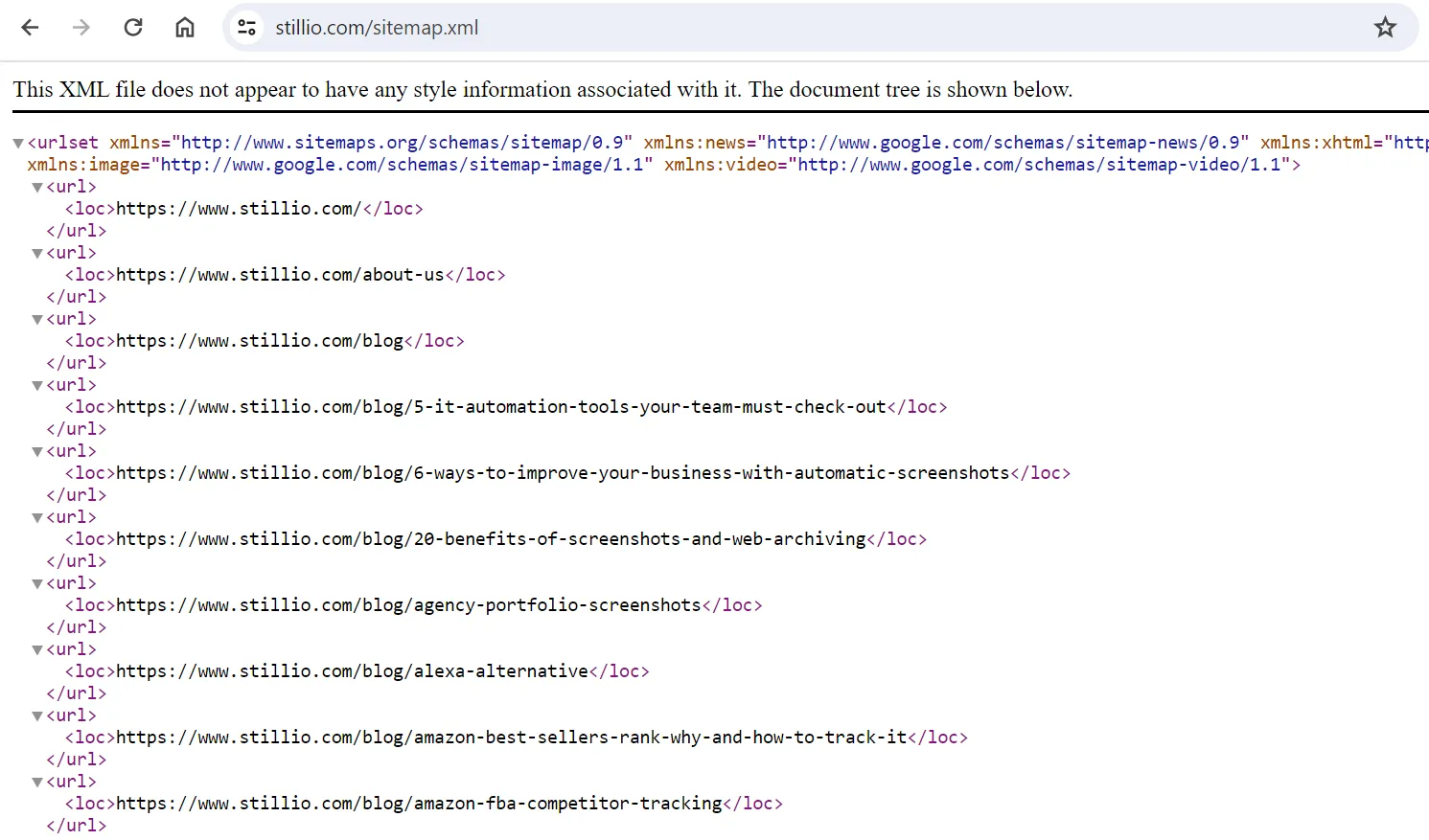Sitemap example